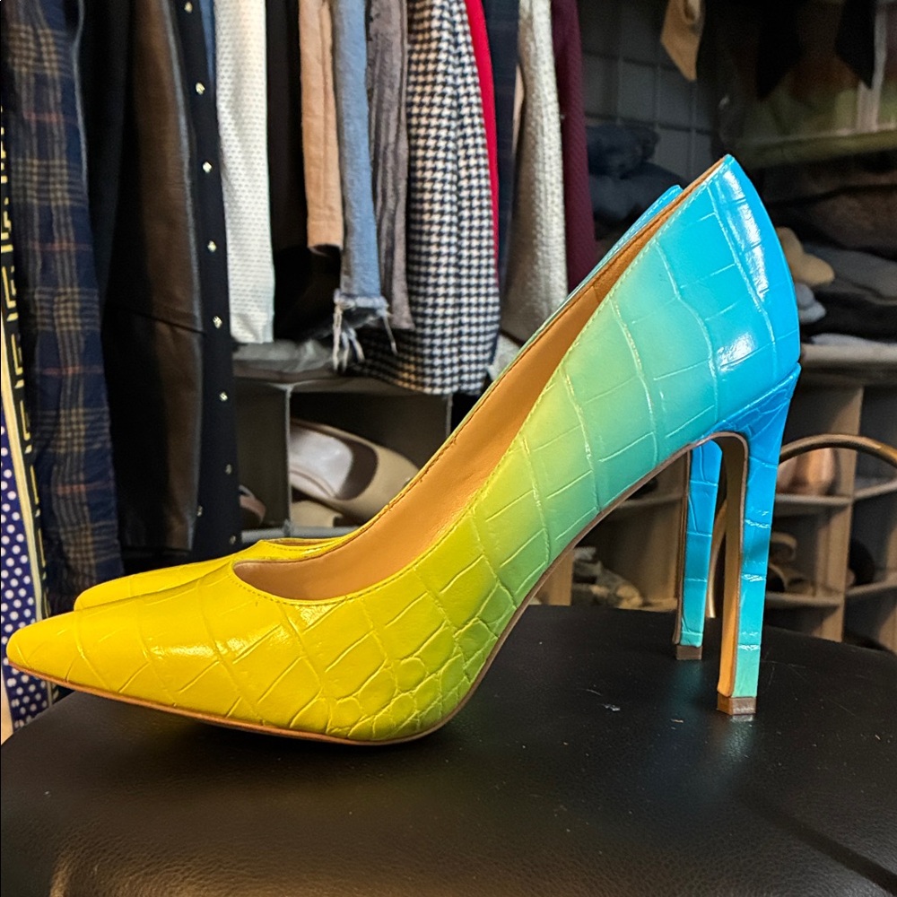 Nine West Yellow and Blue Gradient Heels